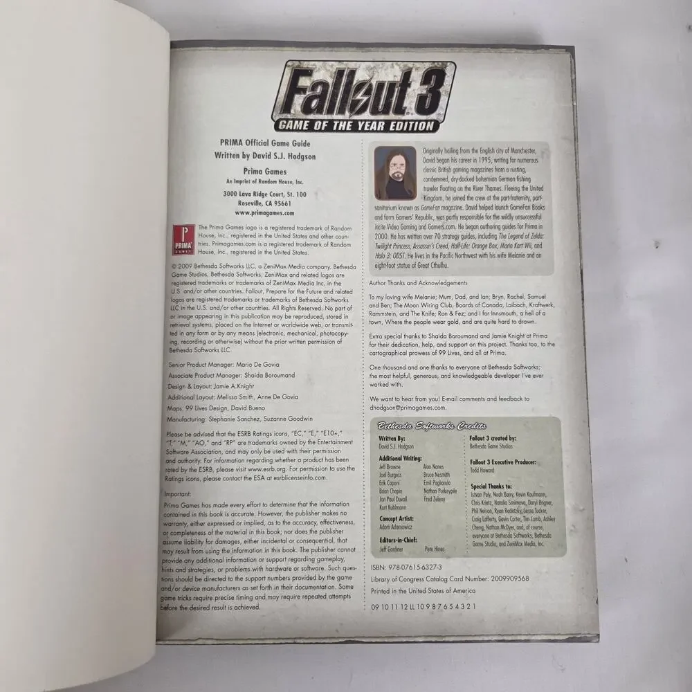 Fallout 3 Game of the Year Edition Collector's Edition Hardcover Book Poster